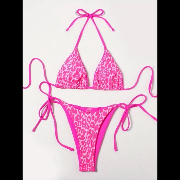 Pink Leopard, Halter, Bikini Set - Picture 2 of 8